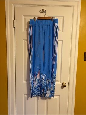 Lilly Pulitzer Blue Nautical Sailboat Print Pants sz M